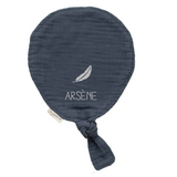 Doudou Bébé Bleu pétrole personnalisé Gaze de coton