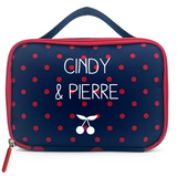 Sac isotherme Petit modèle Cadeau Mariage personnalisé bleu pois rouge