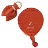 KIT Anneau dentition + Doudou Cadeau Naissance Terracotta personnalisé Gaze de coton
