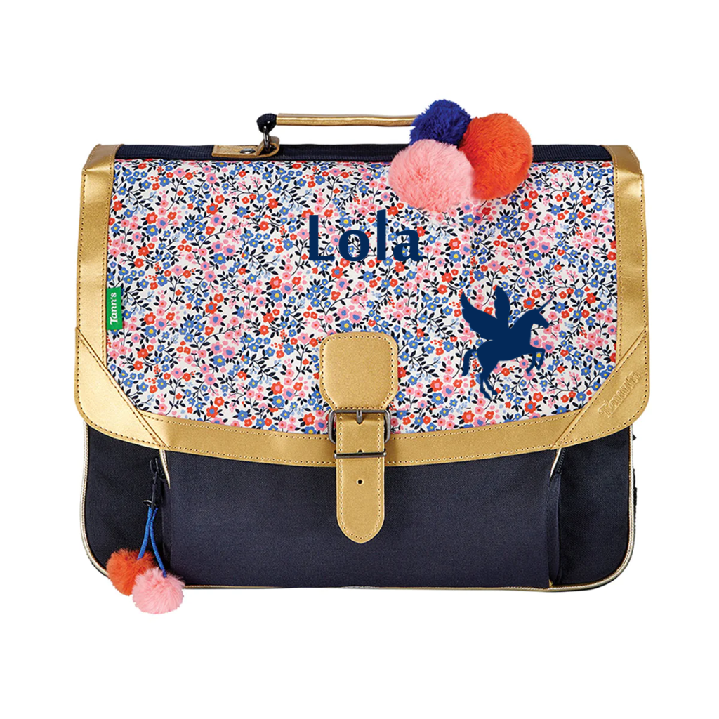 Cartable Tann s personnalise CP CE1 CE2 fleuri pompons