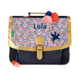 Cartable Enfant Tann's personnalisé CP CE1 CE2 fleuri pompons