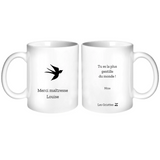 Mug Cadeau Maîtresse Nounou personnalisé Bleu pétrole 325ml