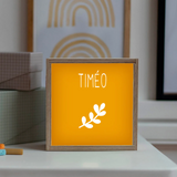 Veilleuse Cadeau Baptême personnalisé Jaune moutarde