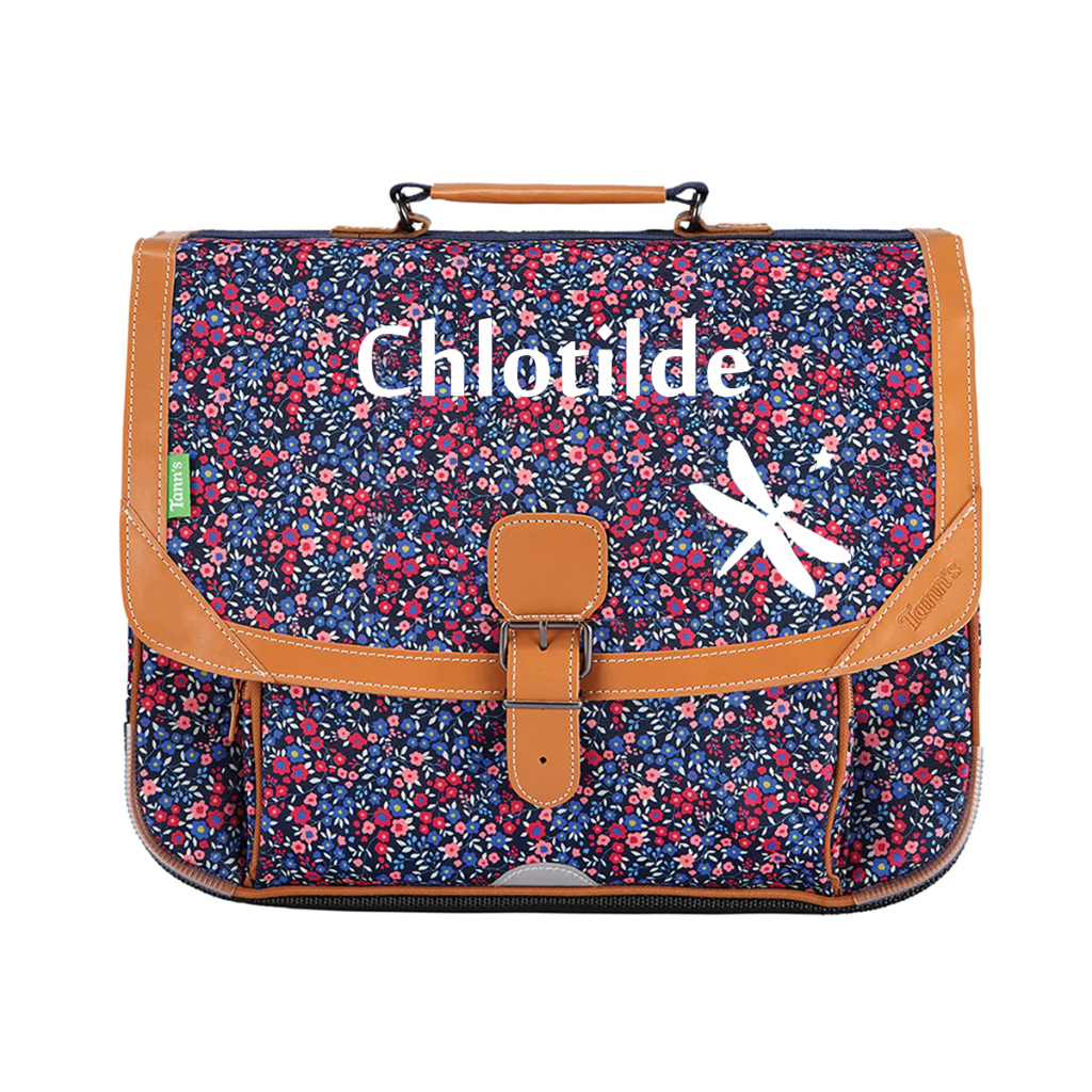 Cartable Tann s personnalis CP CE1 CE2 Fleuri marine et rose