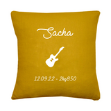 Coussin Cadeau Bébé personnalisé Jaune moutarde Lin