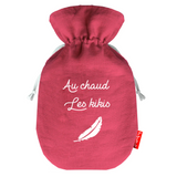 Bouillotte Saint Valentin en lin de couleur rose framboise personnalisée