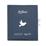 Livre de naissance Cadeau Bébé personnalisé Bleu pétrole Lin