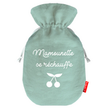 Bouillotte fête des mères en lin de couleur vert amande personnalisée