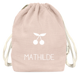 Sac à dos Cadeau naissance personnalisé Rose poudré Gaze de coton