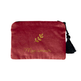 Pochette Cadeau Mariage et Saint Valentin personnalisée Velours Bordeaux
