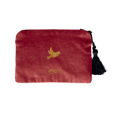 Pochette velours Baptême et Communion Bordeaux personnalisée