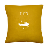 Coussin Cadeau Enfant personnalisé Jaune moutarde Lin