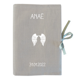 Protège carnet de santé Cadeau Bébé personnalisé Gris béton Lin