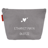 Pochette Cadeau Mariage personnalisé Gris ciment Coton