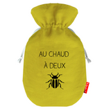 Bouillotte Saint Valentin en lin de couleur jaune personnalisée