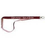 Porte clés Long Cadeau Mariage personnalisé Bordeau pois rose