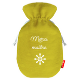 Bouillotte pour maîtresse en lin de couleur jaune personnalisée