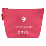 Pochette Ecole personnalisée Rose grenadine Coton