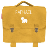 Cartable maternelle personnalisé Jaune moutarde Coton