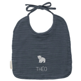 Bavoir Cadeau Naissance personnalisé Bleu pétrole Gaze de coton