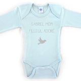 Body Bébé personnalisé Bleu ciel Coton