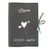 Protège carnet de santé Cadeau Bébé personnalisé Gris ardoise Lin