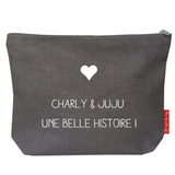 Pochette Cadeau Mariage personnalisé Gris ardoise lin