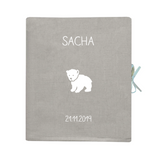 Livre de naissance Cadeau Bébé personnalisé Gris béton Lin