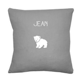 Coussin Cadeau Enfant personnalisé Gris ciment Lin