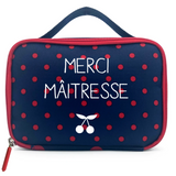 Sac isotherme Petit modèle Cadeau Maîtresse personnalisé bleu pois rouge