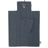 Matelas à langer nomade Bébé personnalisé Bleu pétrole Gaze de coton