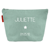 Trousse de toilette Cadeau Bébé personnalisé Vert amande Coton
