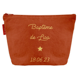 Pochette Cadeau Baptême / Communion personnalisé Terracotta Coton