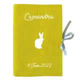Protège carnet de santé Cadeau Bébé personnalisé Jaune Lin