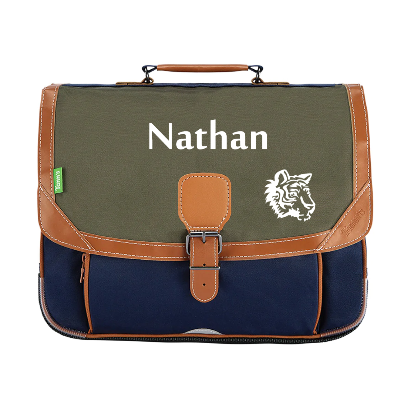Cartable Tann s personnalise CP CE1 CE2 Kaki bleu marine