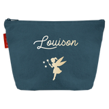 Trousse de toilette Cadeau Enfant personnalisé Bleu pétrole Coton