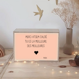 Box lumineuse Cadeau Maîtresse Nounou personnalisé Rose corail