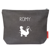Trousse de toilette Cadeau Enfant personnalisé Gris ardoise lin