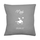 Coussin Cadeau Bébé personnalisé Gris ciment Lin