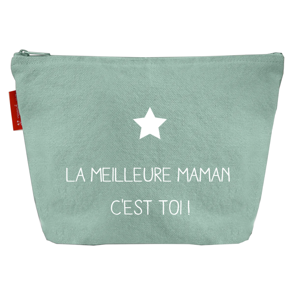 Pochette Cadeau Fête des Mères / Grand-mères personnalisé Vert amande Coton