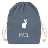 Sac à dos Crèche personnalisé Bleu pétrole Gaze de coton