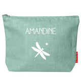 Trousse de toilette Cadeau Enfant personnalisé Vert amande lin