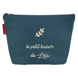 Pochette Ecole personnalisée Bleu pétrole Coton