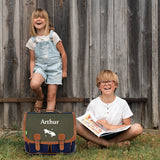 Cartable Tann's CE2-CM1-CM2 personnalisé Kaki bleu marine