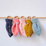 KIT Anneau dentition + Bavoir Cadeau Naissance Beige rosé personnalisé Gaze de coton