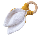 Anneau dentition Bébé Jaune moutarde personnalisé Gaze de coton