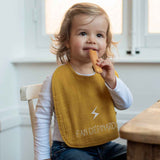 Bavoir Cadeau Naissance personnalisé Moutarde Gaze de coton