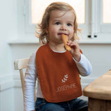 KIT Anneau dentition + Bavoir Cadeau Naissance Terracotta personnalisé Gaze de coton