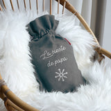 Bouillotte fête des pères en lin de couleur gris ardoise personnalisée