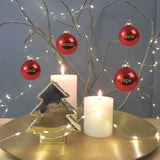 Lot de 4 boules de Noël rouges en verre brillantes personnalisées